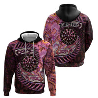 New Zealand Darts Personalised Hoodie Aotearoa Silver Fern Pink Papua Shell Spirit