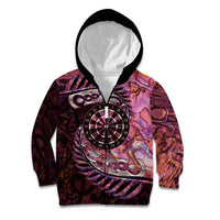 New Zealand Darts Personalised Kid Hoodie Aotearoa Silver Fern Pink Papua Shell Spirit