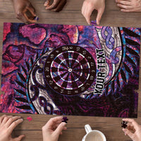 New Zealand Darts Personalised Puzzle Aotearoa Silver Fern Pink Papua Shell Spirit - Polynesian Pride