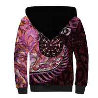 New Zealand Darts Personalised Sherpa Hoodie Aotearoa Silver Fern Pink Papua Shell Spirit