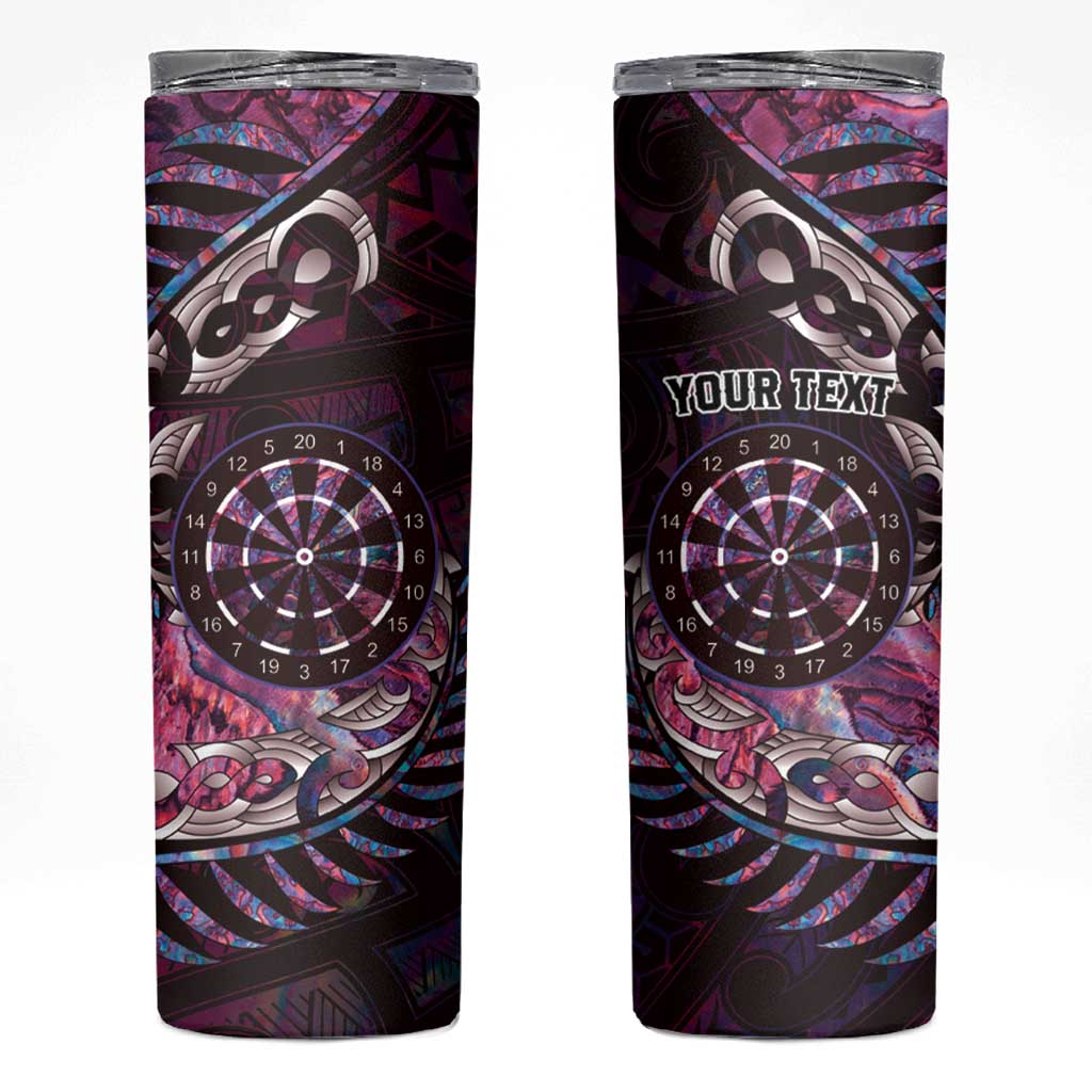 New Zealand Darts Personalised Skinny Tumbler Aotearoa Silver Fern Pink Papua Shell Spirit