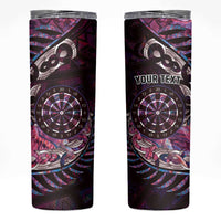 New Zealand Darts Personalised Skinny Tumbler Aotearoa Silver Fern Pink Papua Shell Spirit