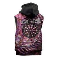 New Zealand Darts Personalised Sleeveless Zip Hoodie Aotearoa Silver Fern Pink Papua Shell Spirit - Polynesian Pride
