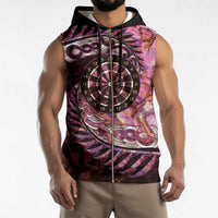 New Zealand Darts Personalised Sleeveless Zip Hoodie Aotearoa Silver Fern Pink Papua Shell Spirit - Polynesian Pride