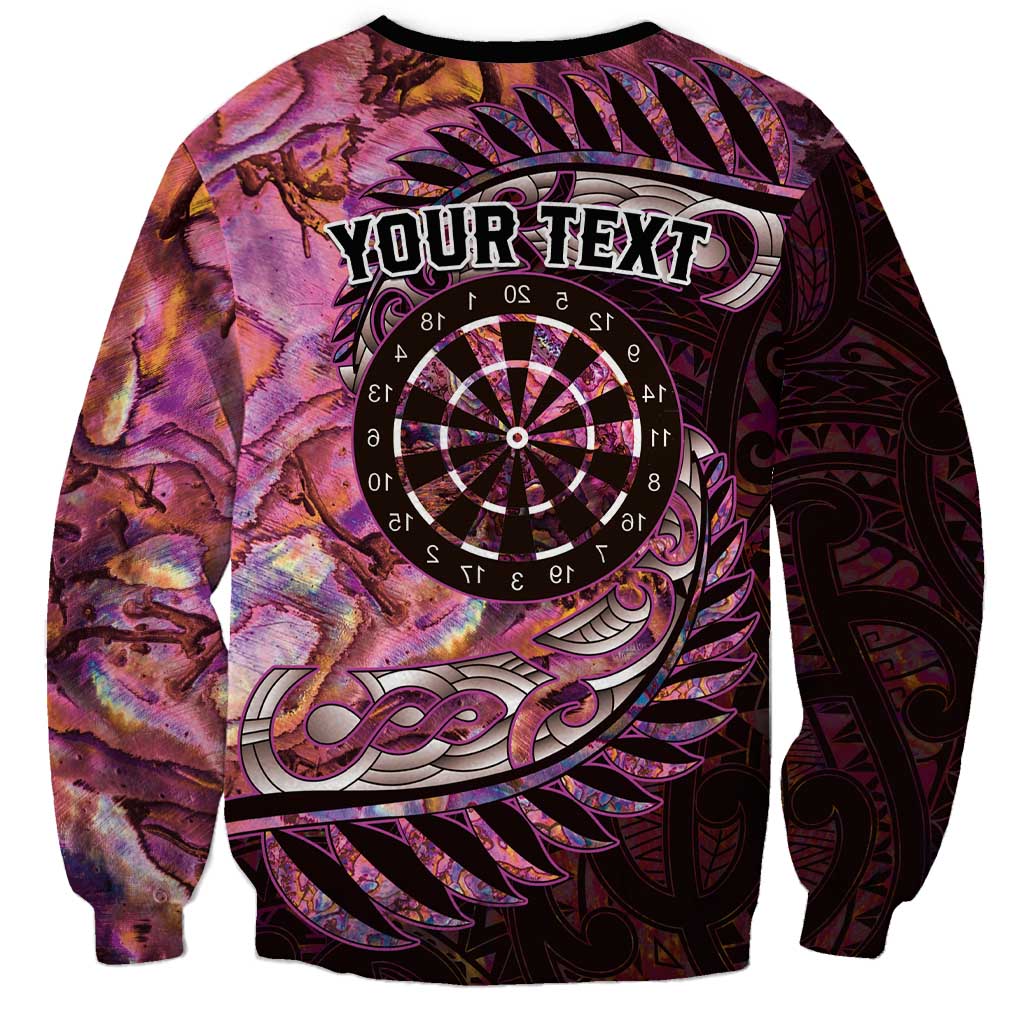 New Zealand Darts Personalised Sweatshirt Aotearoa Silver Fern Pink Papua Shell Spirit