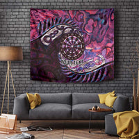 New Zealand Darts Personalised Tapestry Aotearoa Silver Fern Pink Papua Shell Spirit