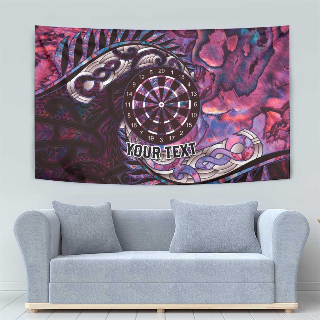 New Zealand Darts Personalised Tapestry Aotearoa Silver Fern Pink Papua Shell Spirit