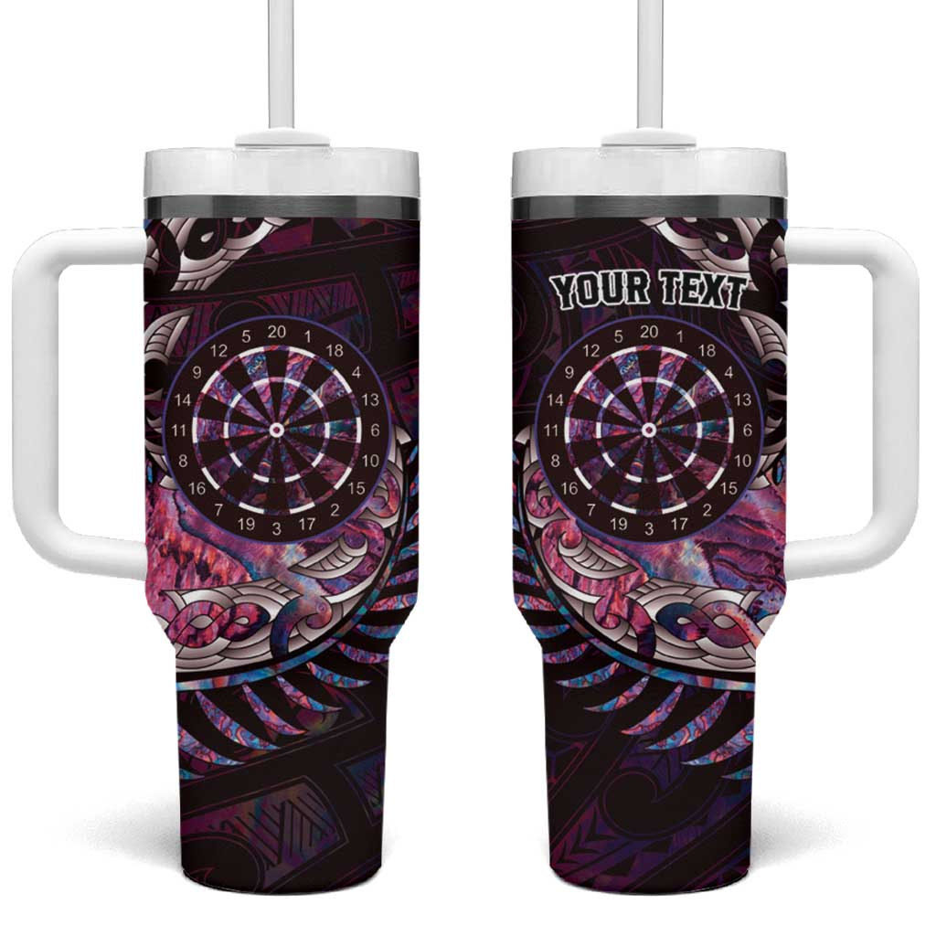 New Zealand Darts Personalised Tumbler With Handle Aotearoa Silver Fern Pink Papua Shell Spirit