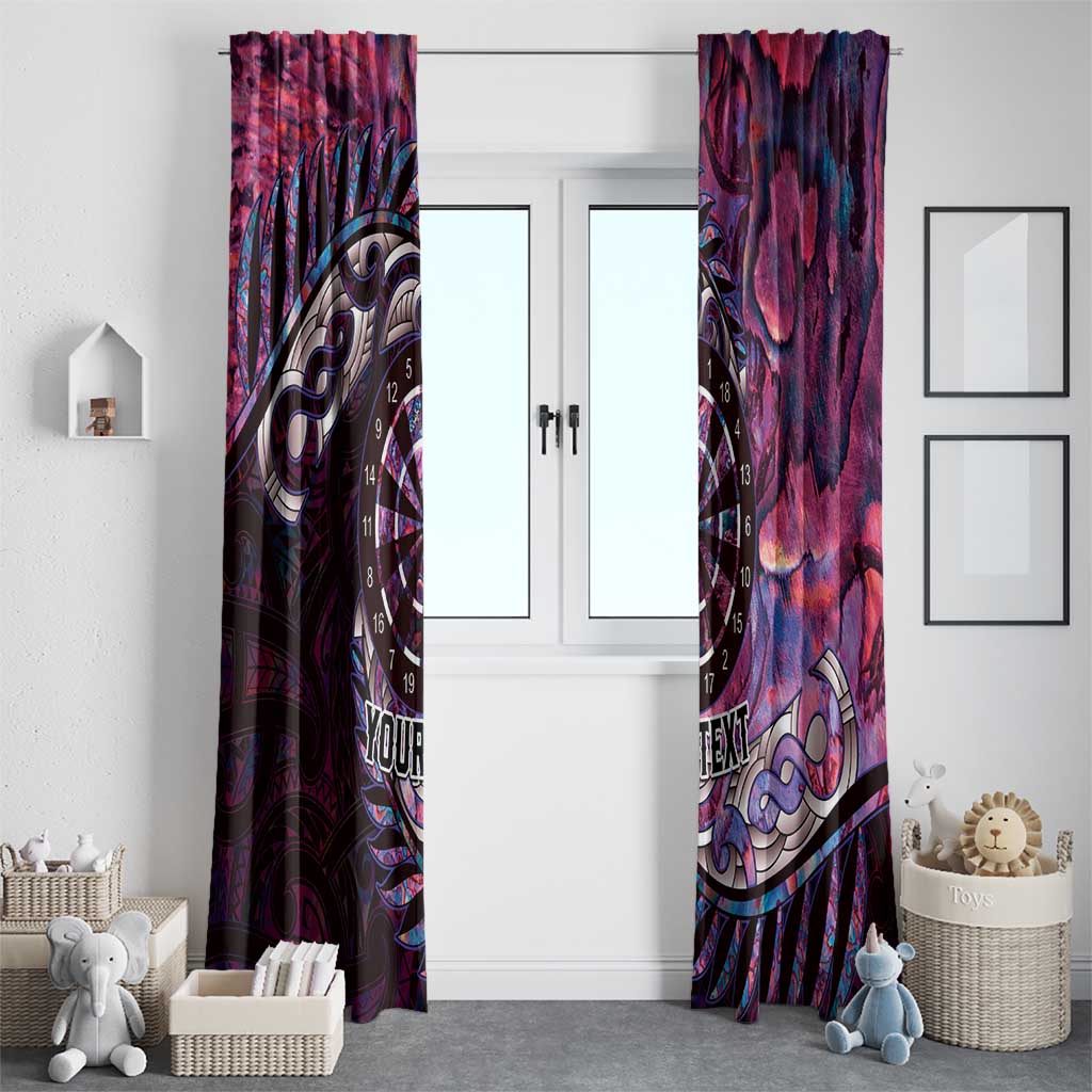 New Zealand Darts Personalised Window Curtain Aotearoa Silver Fern Pink Papua Shell Spirit