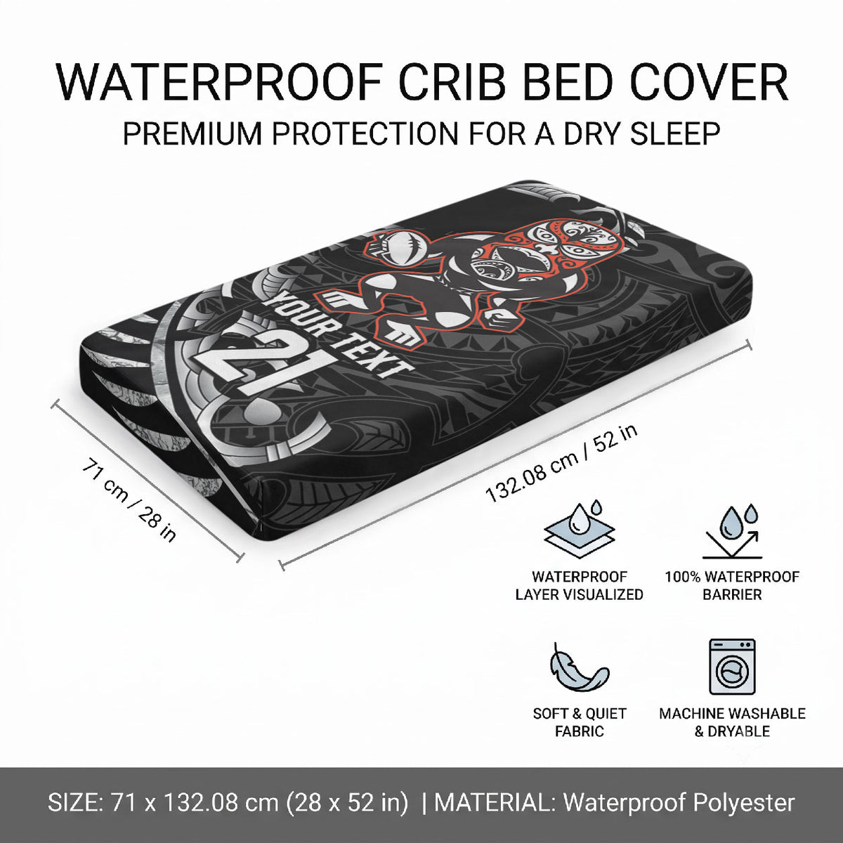 New Zealand Indigenous-Maori Rugby Custom Baby Bed Cover LT9 - Polynesian Pride