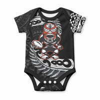 New Zealand Indigenous-Maori Rugby Custom Baby Onesie LT9 Black - Polynesian Pride