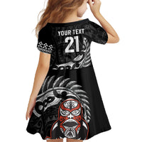 New Zealand Indigenous-Maori Rugby Custom Family Matching Off The Shoulder Long Sleeve Dress and Hawaiian Shirt