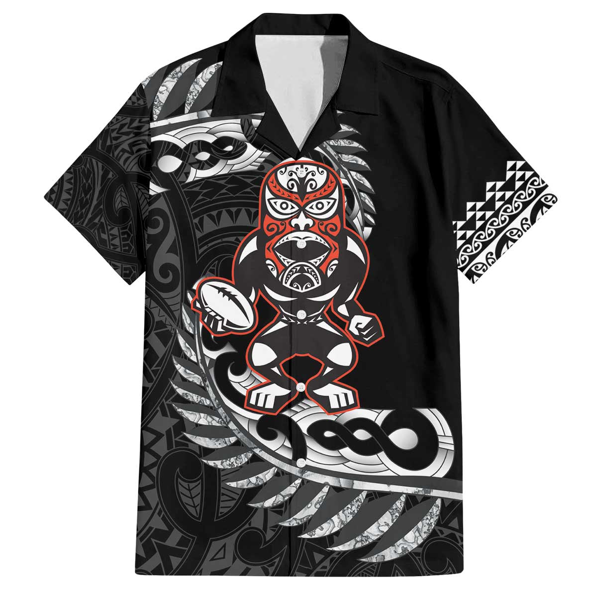 New Zealand Indigenous-Maori Rugby Custom Family Matching Off The Shoulder Long Sleeve Dress and Hawaiian Shirt