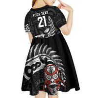 New Zealand Indigenous-Maori Rugby Custom Kid Short Sleeve Dress