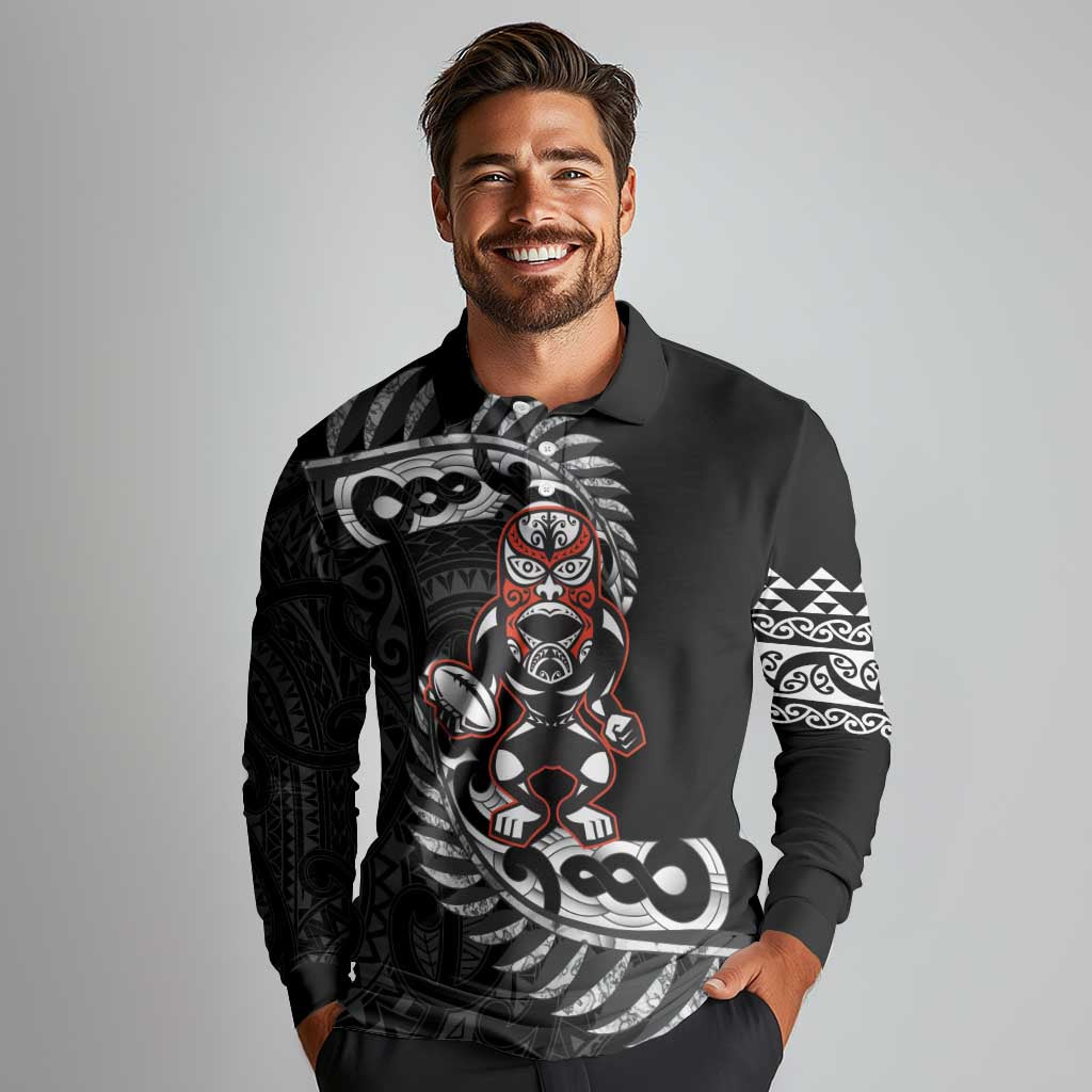 New Zealand Indigenous-Maori Rugby Custom Long Sleeve Polo Shirt