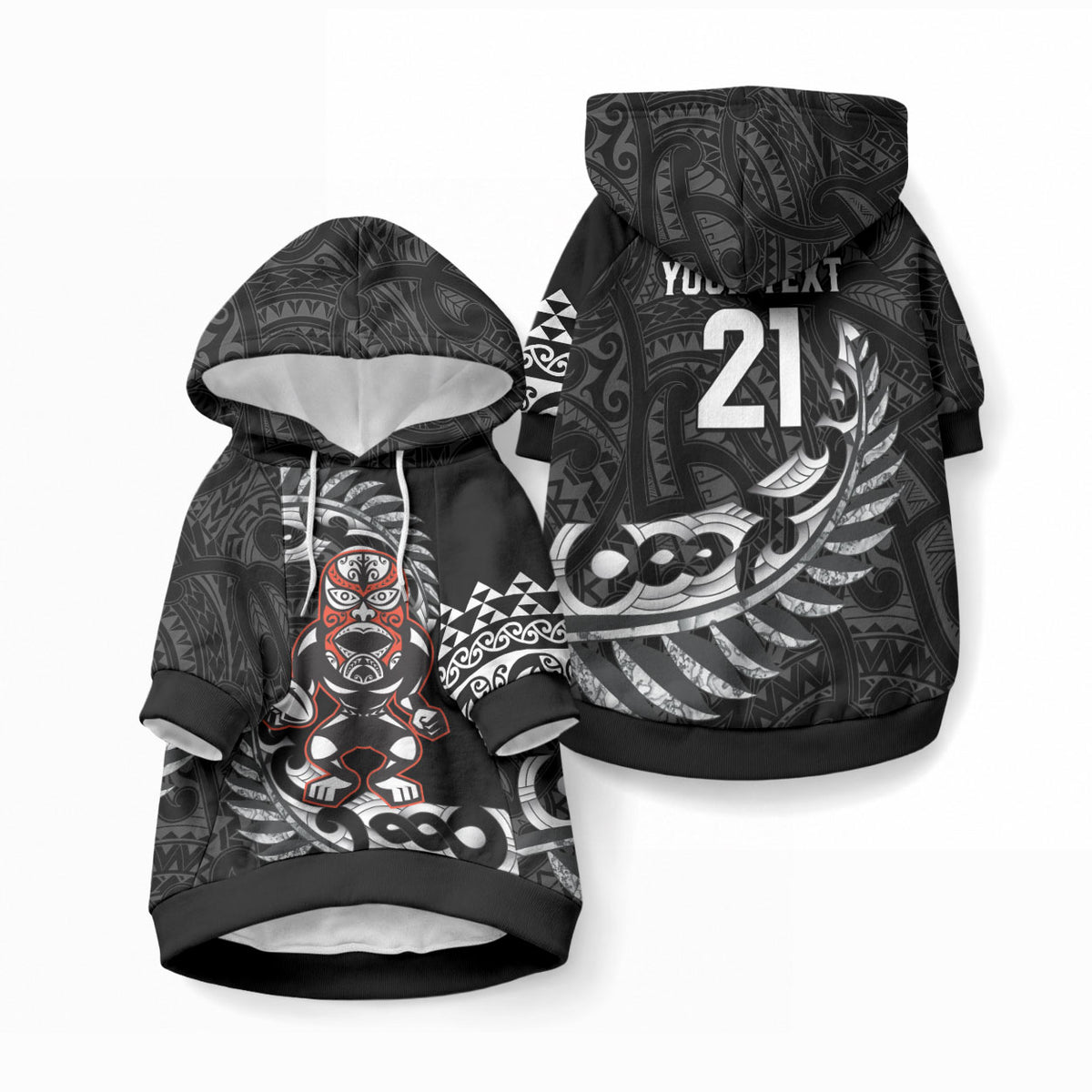 New Zealand Indigenous-Maori Rugby Custom Pet Hoodie LT9 Pullover Black - Polynesian Pride