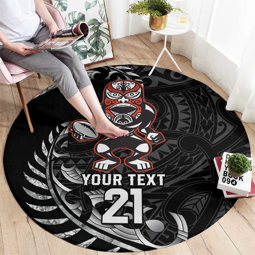 New Zealand Indigenous-Maori Rugby Custom Round Carpet