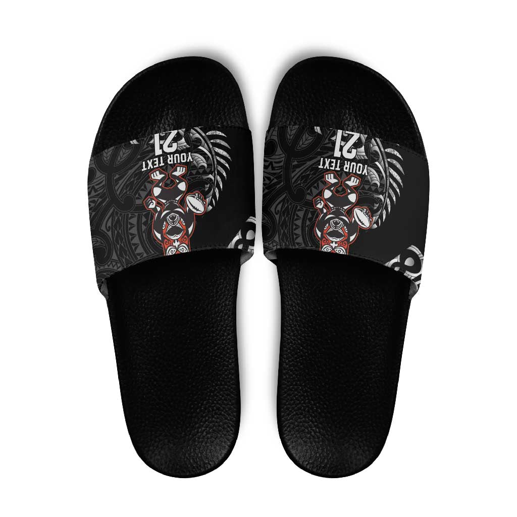 New Zealand Indigenous-Maori Rugby Custom Slide Sandals - Polynesian Pride