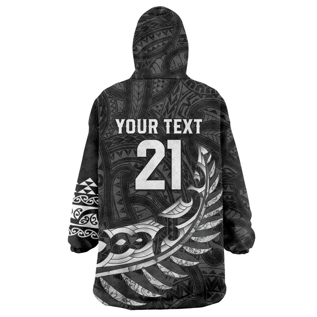 New Zealand Indigenous-Maori Rugby Custom Wearable Blanket Hoodie