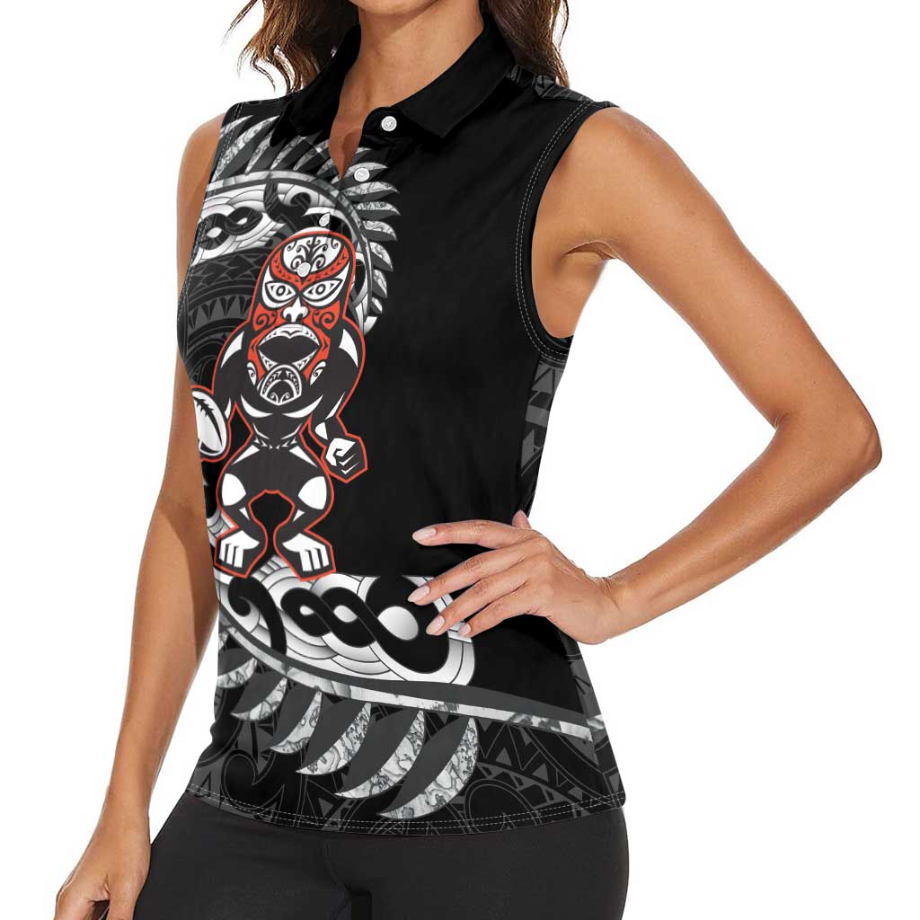 New Zealand Indigenous-Maori Rugby Custom Women Sleeveless Polo Shirt