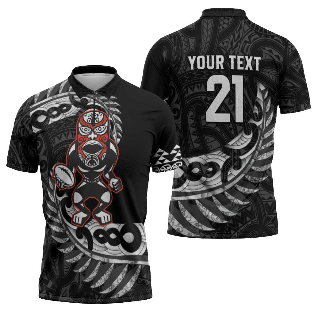 New Zealand Indigenous-Maori Rugby Custom Zipper Polo Shirt - Polynesian Pride