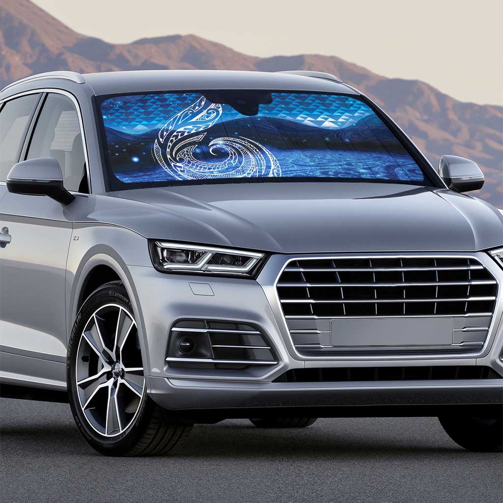 New Zealand Matariki Auto Sun Shade Taniko Aramoana With Koru Galaxy Sky Night - Polynesian Pride