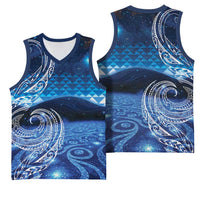 New Zealand Matariki Basketball Jersey Taniko Aramoana With Koru Galaxy Sky Night - Polynesian Pride