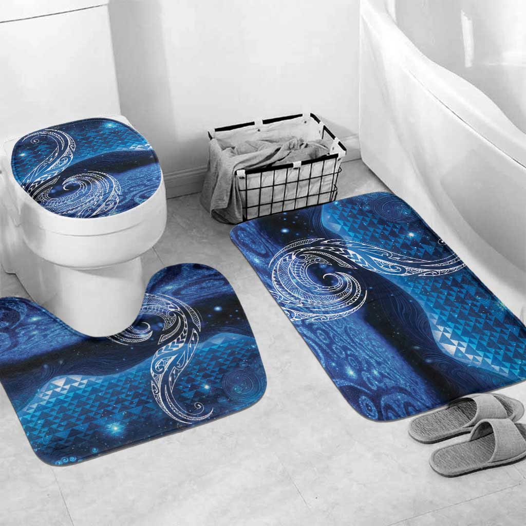 New Zealand Matariki Bathroom Set Taniko Aramoana With Koru Galaxy Sky Night - Polynesian Pride