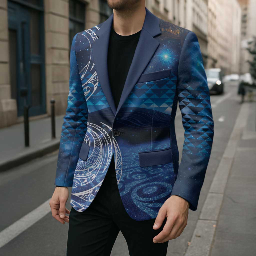New Zealand Matariki Blazer Taniko Aramoana With Koru Galaxy Sky Night - Polynesian Pride