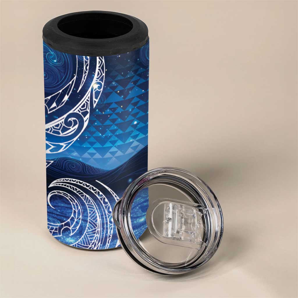 New Zealand Matariki 4 in 1 Can Cooler Tumbler Taniko Aramoana With Koru Galaxy Sky Night