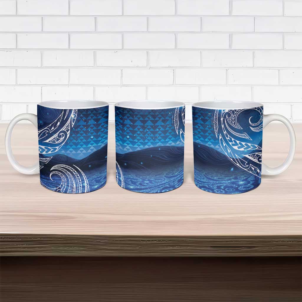 New Zealand Matariki Ceramic Mug Taniko Aramoana With Koru Galaxy Sky Night - Polynesian Pride