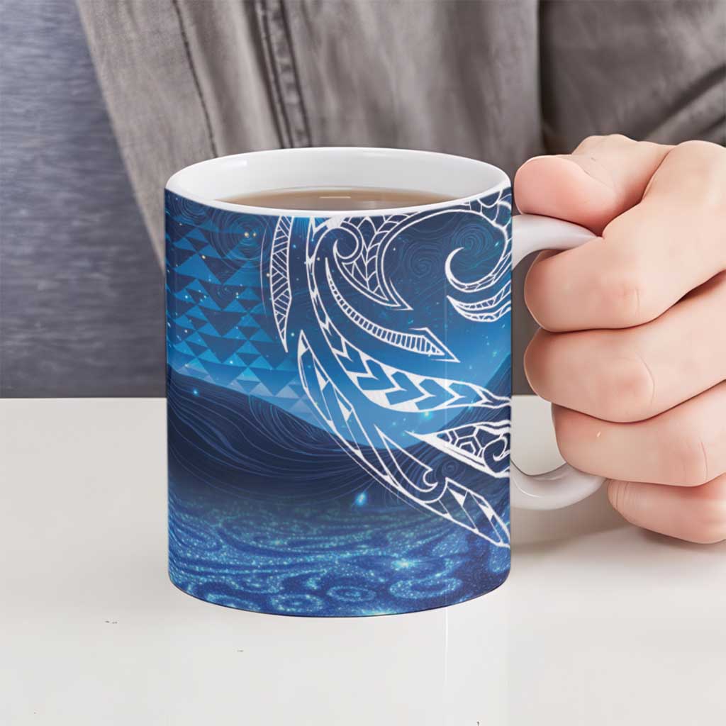 New Zealand Matariki Ceramic Mug Taniko Aramoana With Koru Galaxy Sky Night - Polynesian Pride