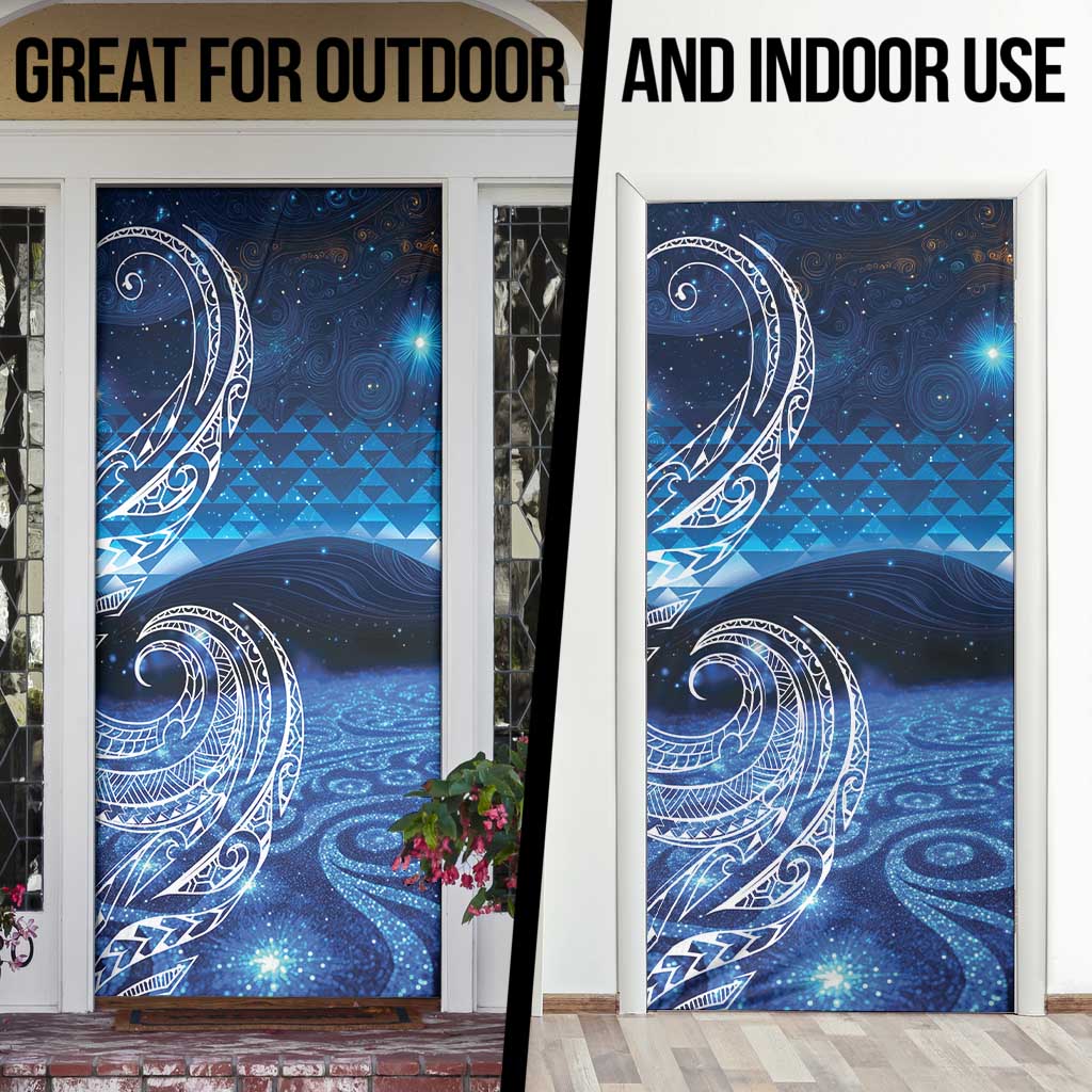 New Zealand Matariki Door Cover Taniko Aramoana With Koru Galaxy Sky Night - Polynesian Pride