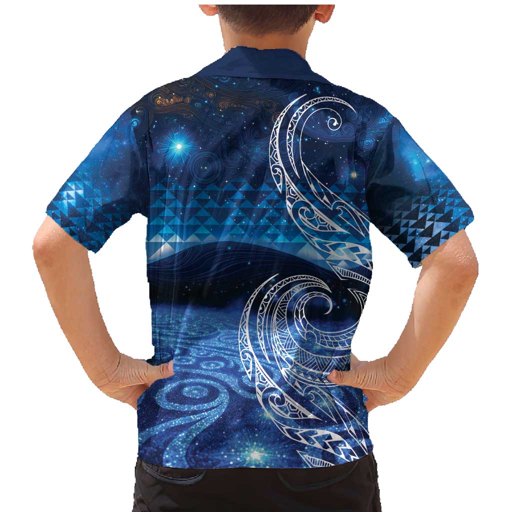New Zealand Matariki Family Matching Mermaid Dress and Hawaiian Shirt Taniko Aramoana With Koru Galaxy Sky Night