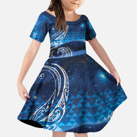 New Zealand Matariki Family Matching Mermaid Dress and Hawaiian Shirt Taniko Aramoana With Koru Galaxy Sky Night