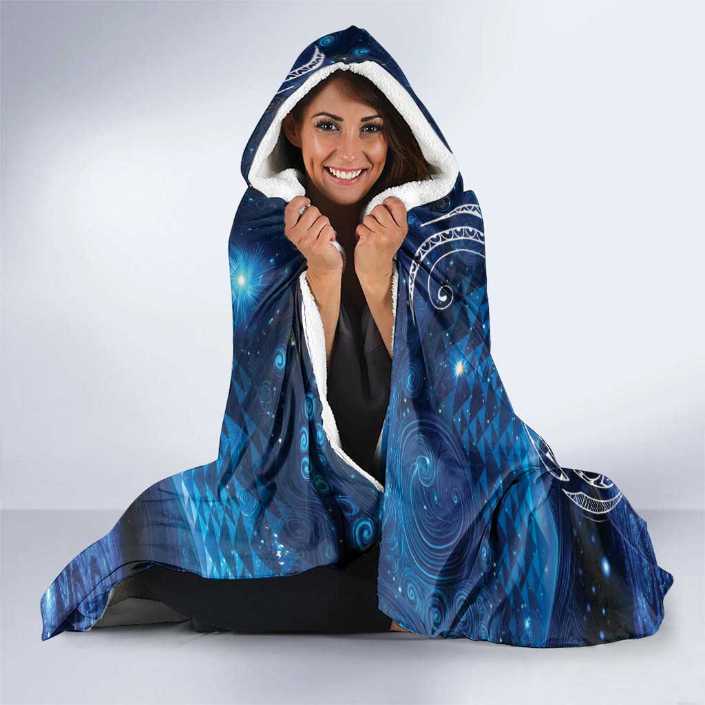 New Zealand Matariki Hooded Blanket Taniko Aramoana With Koru Galaxy Sky Night