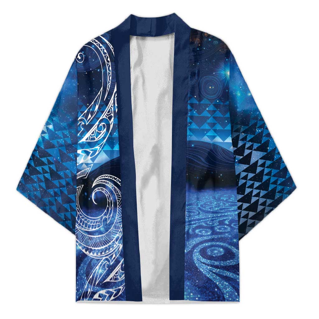 New Zealand Matariki Kimono Taniko Aramoana With Koru Galaxy Sky Night - Polynesian Pride