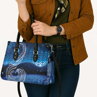 New Zealand Matariki Leather Bag Taniko Aramoana With Koru Galaxy Sky Night - Polynesian Pride