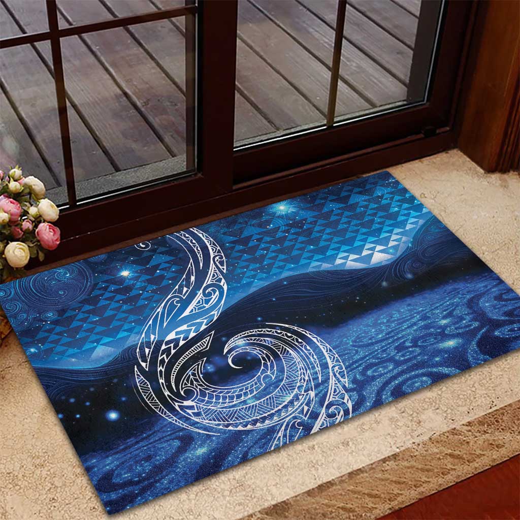 New Zealand Matariki Rubber Doormat Taniko Aramoana With Koru Galaxy Sky Night