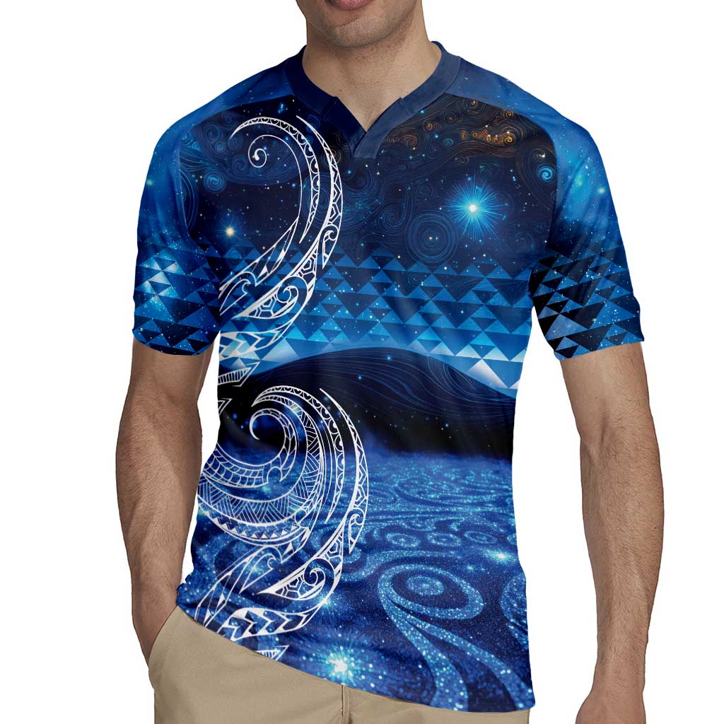 New Zealand Matariki Rugby Jersey Taniko Aramoana With Koru Galaxy Sky Night