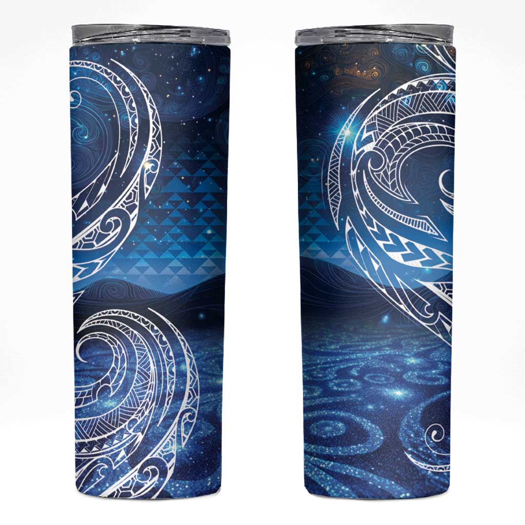 New Zealand Matariki Skinny Tumbler Taniko Aramoana With Koru Galaxy Sky Night