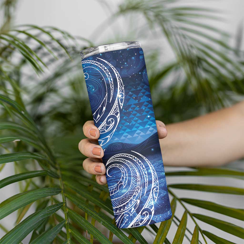 New Zealand Matariki Skinny Tumbler Taniko Aramoana With Koru Galaxy Sky Night