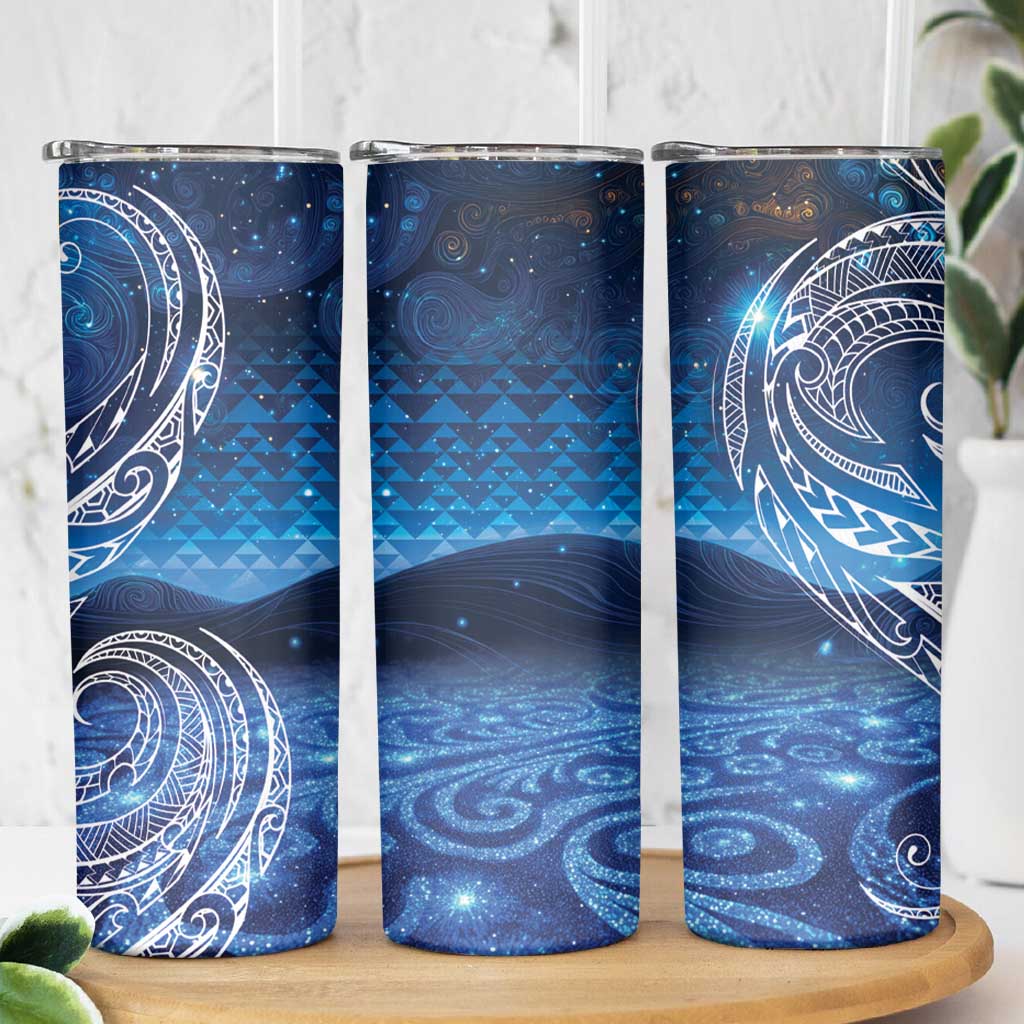 New Zealand Matariki Skinny Tumbler Taniko Aramoana With Koru Galaxy Sky Night