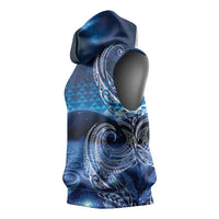 New Zealand Matariki Sleeveless Hoodie Taniko Aramoana With Koru Galaxy Sky Night - Polynesian Pride