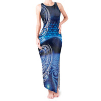 New Zealand Matariki Tank Maxi Dress Taniko Aramoana With Koru Galaxy Sky Night