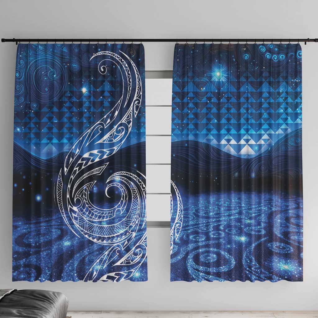 New Zealand Matariki Window Curtain Taniko Aramoana With Koru Galaxy Sky Night