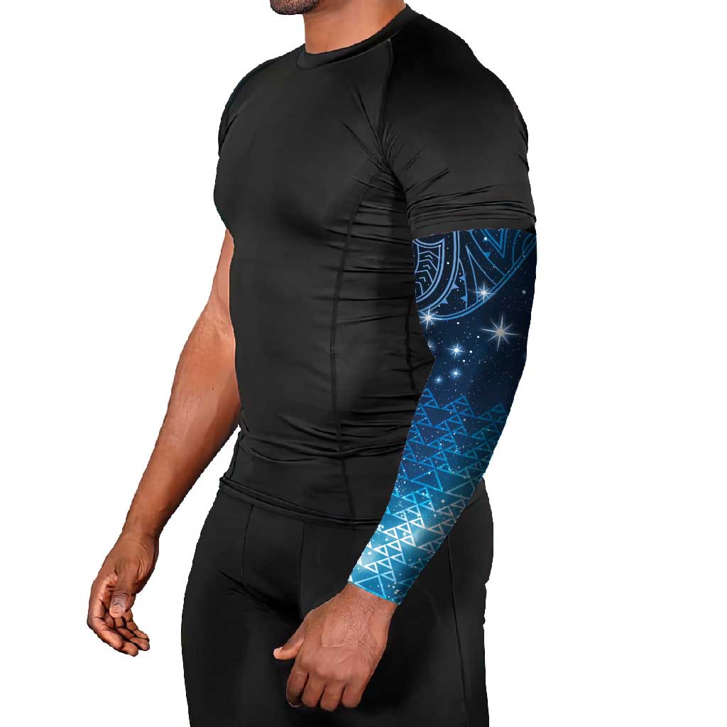 New Zealand Matariki Arm Sleeves Taniko Aramoana With Maori Galaxy Sky Night - Polynesian Pride