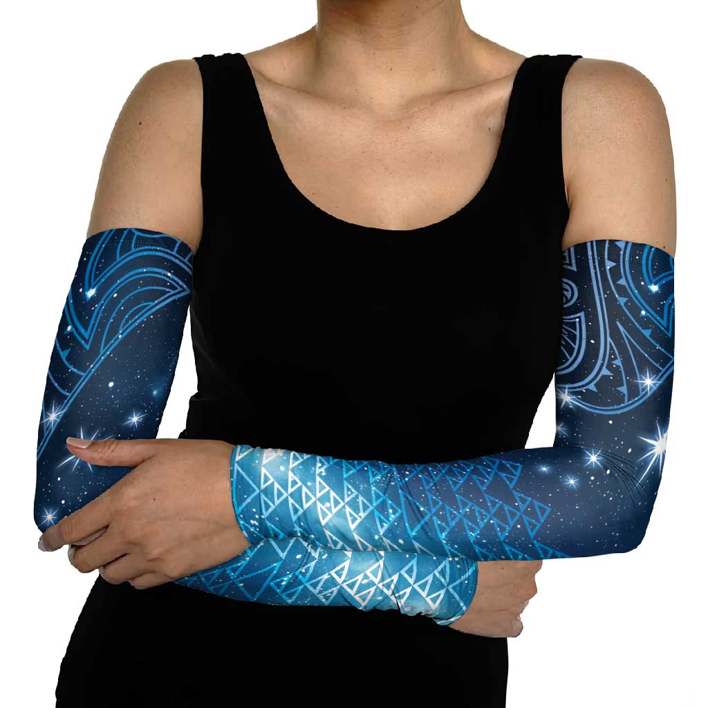New Zealand Matariki Arm Sleeves Taniko Aramoana With Maori Galaxy Sky Night - Polynesian Pride