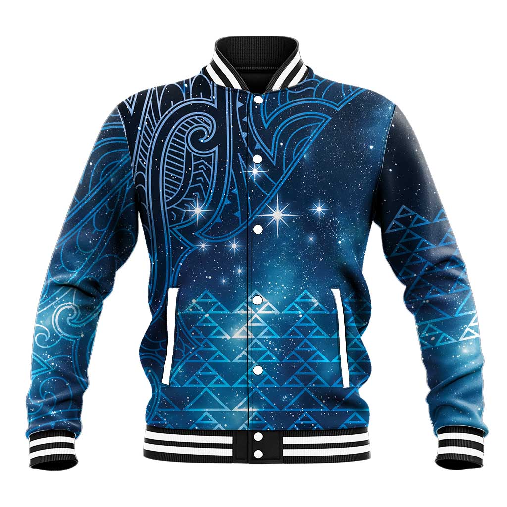 New Zealand Matariki Baseball Jacket Taniko Aramoana With Maori Galaxy Sky Night