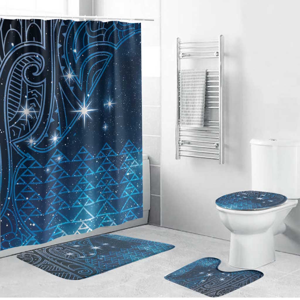 New Zealand Matariki Bathroom Set Taniko Aramoana With Maori Galaxy Sky Night - Polynesian Pride